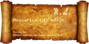 Meszarics Lázár névjegykártya